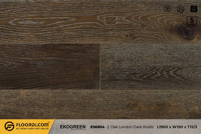 Sàn gỗ sồi ES6804 Oak London Dark Rustic - Signature - 15/3mm