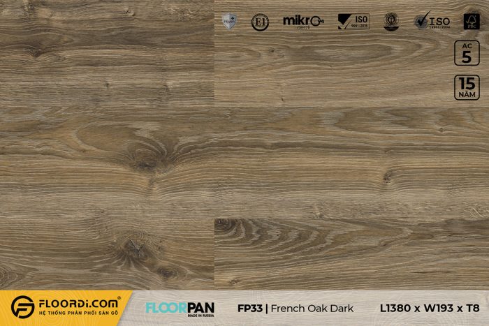 Sàn gỗ FP33 French Oak Dark 8mm AC4