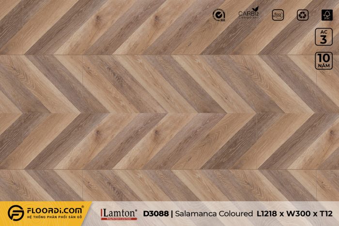 Sàn gỗ xương cá D3088 Lauzes Chevron 12mm AC3