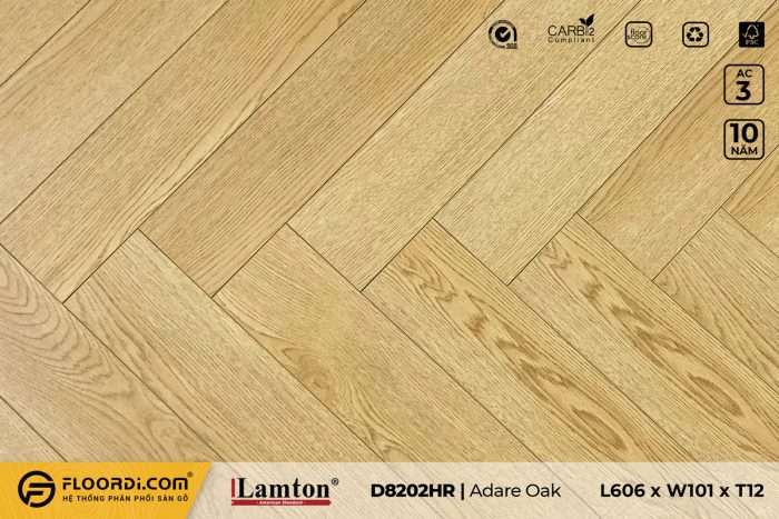 Sàn gỗ xương cá D8202HR Adare Oak 12mm AC3