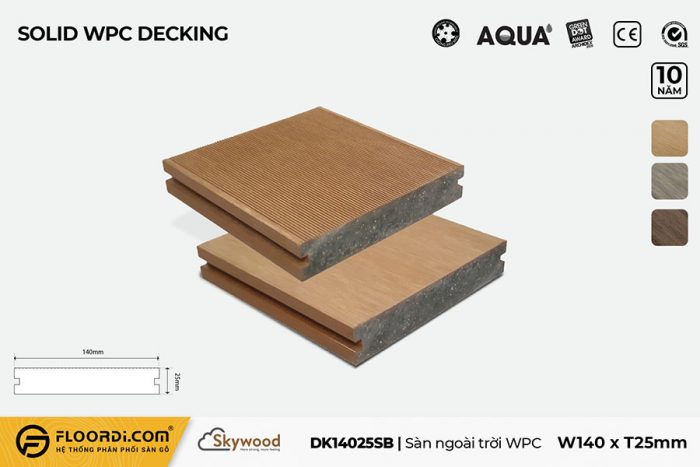 Sàn ngoài trời WPC Solid DK14025SB - B.Teak - 25mm