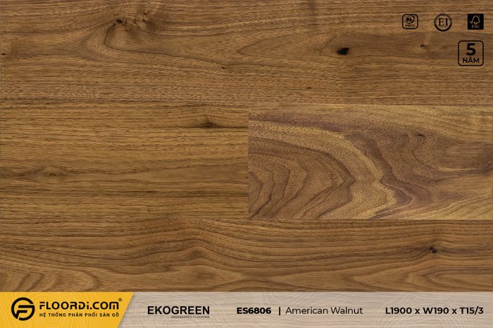 Sàn gỗ óc chó ES6806 American Walnut - Signature - 15/3mm