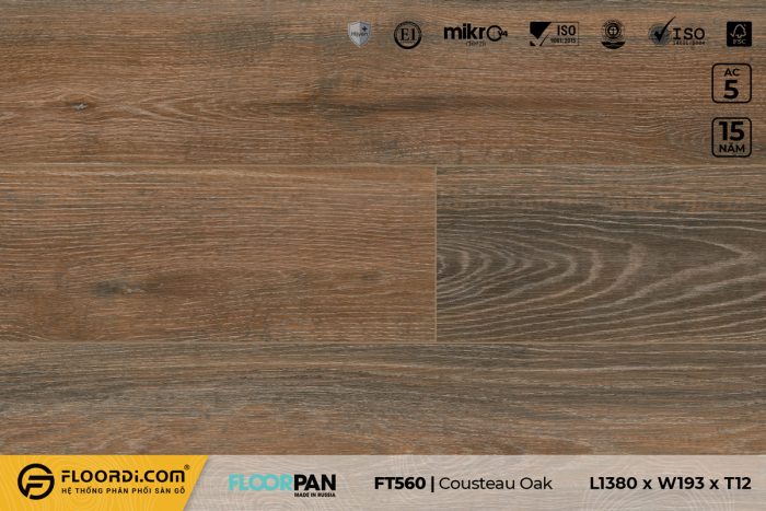 Sàn gỗ FP560 Cousteau Oak 12mm Ac5