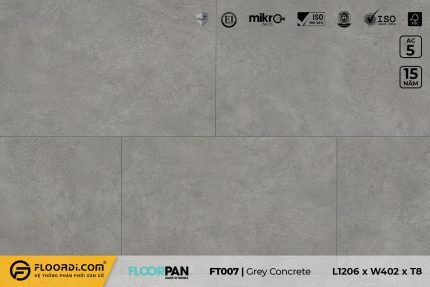 Sàn gỗ vân đá FT007 Stone Gray Concrete 8mm AC5