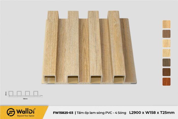 Lam nhựa 4 sóng FW15825-03 - Natural Oak - 25mm