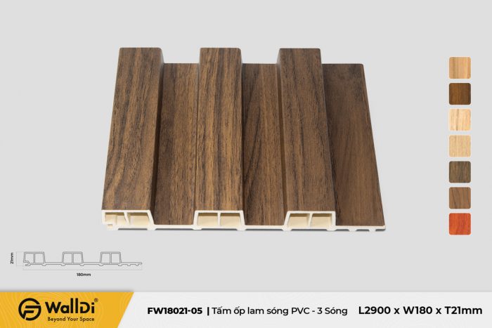 Lam nhựa 3 sóng FW18021-05 - Dark Walnut - 21mm