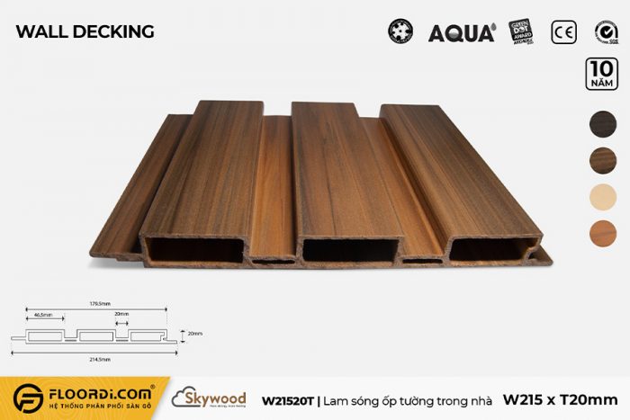 Lam nhựa 3 sóng - W21520T - Golden Teak - 20mm