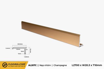 Nẹp nhôm chữ L AL207C Champagne 10mm