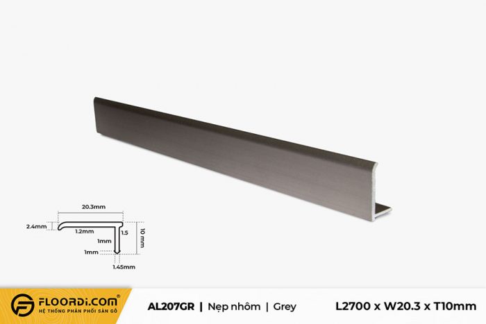 Nẹp nhôm chữ L AL207GR Grey 10mm