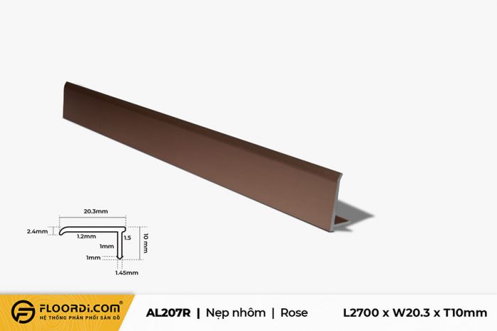 Nẹp nhôm chữ L AL207R Rose 10mm