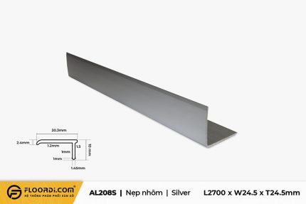 Nẹp nhôm chữ V AL208S Silver 24.5mm