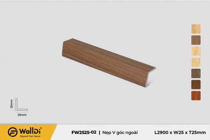 Nẹp V góc ngoài FW2525-03 Special Walnut 25mm