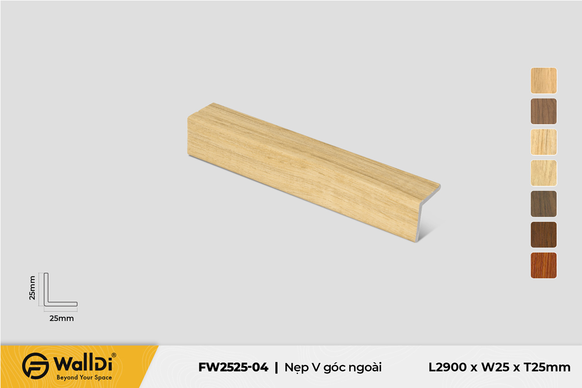 Nẹp V góc ngoài FW2525-04 Nice Oak 25mm