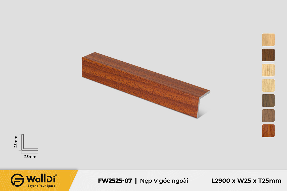 Nẹp V góc ngoài FW2525-07 Specila Redwood 25mm