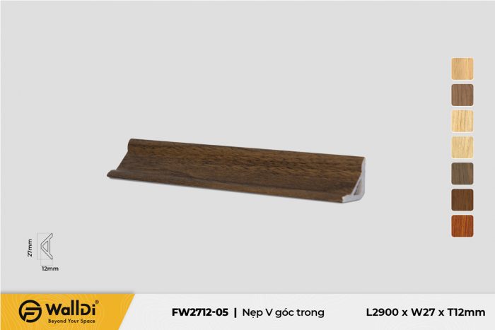 Nẹp V góc trong FW2712-05 Dark Walnut 12mm