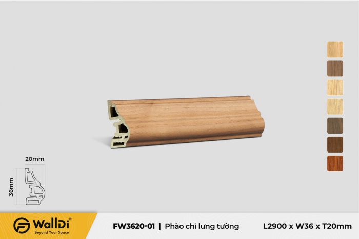 Phào chỉ lưng tường FW3620-01 Light Walnut 20mm