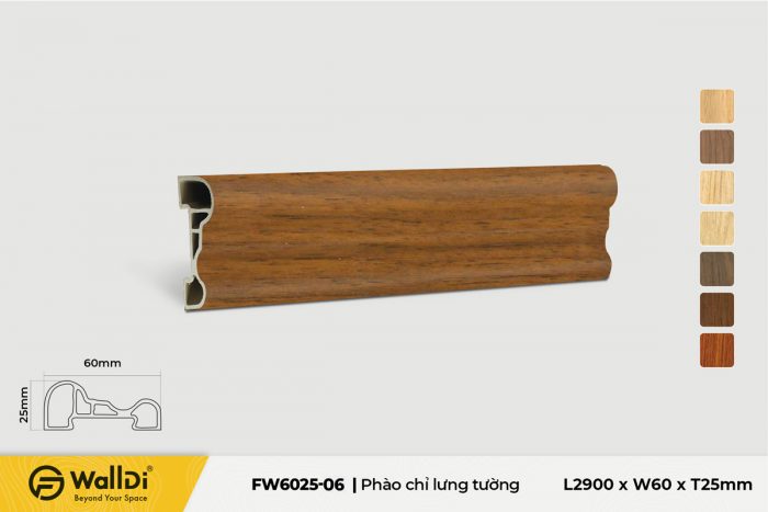 Phào chỉ lưng tường FW6025-02 Special Walnut 25mm