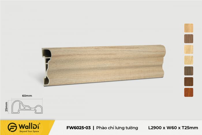 Phào chỉ lưng tường FW6025-03 Natural Oak 25mm