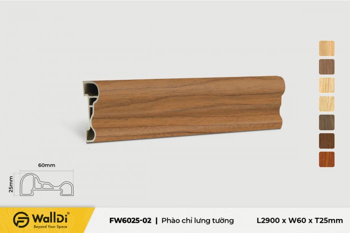 Phào chỉ lưng tường FW6025-06 Red Walnut 25mm