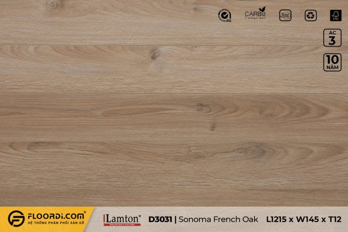 Sàn gỗ D3031 Sônma French Oak 12mm AC3