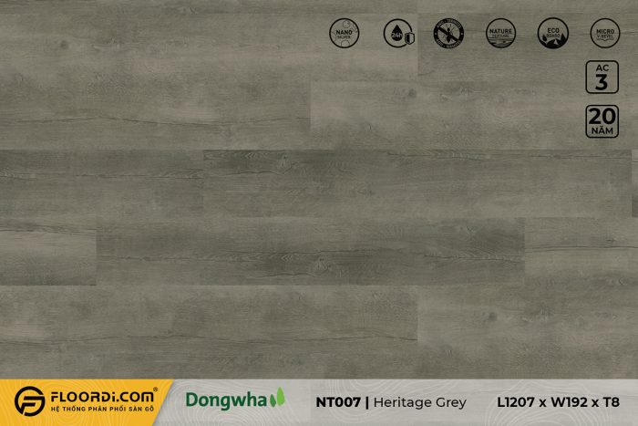 Sàn gỗ NT007 Heritage Grey 8mm AC3