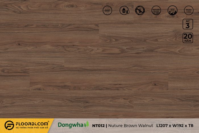 Sàn gỗ NT012 Nature Brown Walnu 8mm AC3