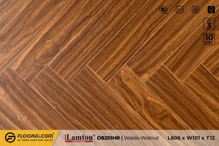 Sàn gỗ xương cá D8201 HR Waldo Walnut 12mm AC3